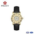 Alliage acier montres luxe femmes montre cuir bande Lady Watch